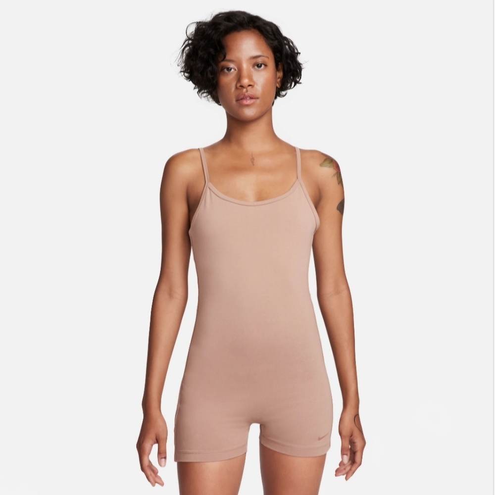 Nike Sportswear Women's Bodysuit, One Piece Romper Shorts, Tan, Size M, NWT